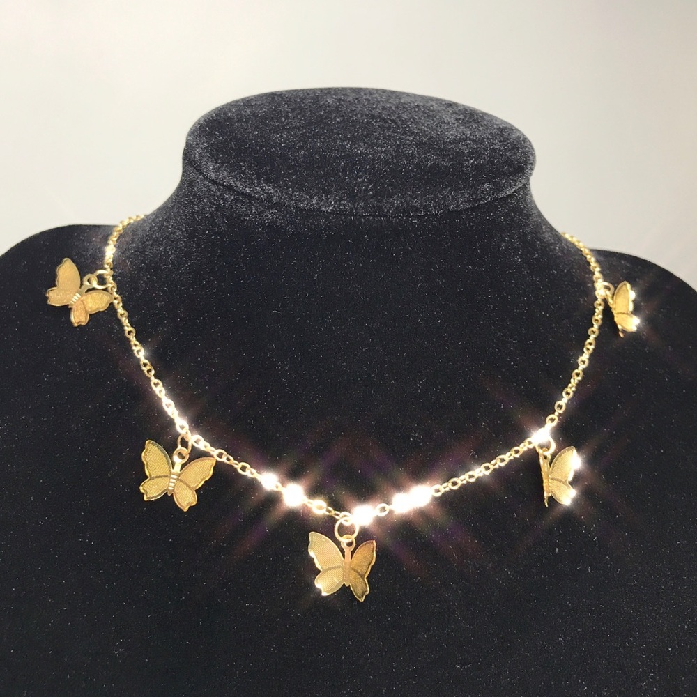 Gold Butterfly Choker Necklace